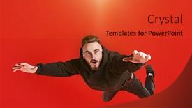  Presentation with superman - PPT theme enhanced with excited-young-man-is-flying background and a red colored foreground