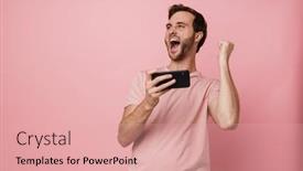  Presentation with pink - Presentation design featuring excited-young-man-wearing-pink background and a lemonade colored foreground