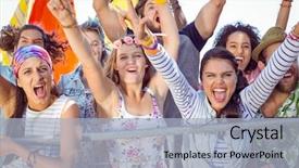  Presentation with festival music - Presentation theme enhanced with excited young people singing along background and a light blue colored foreground