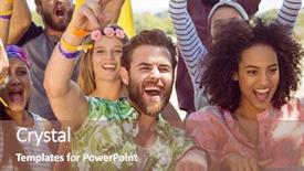  Presentation with music festival - Theme featuring excited young people singing along background and a coral colored foreground