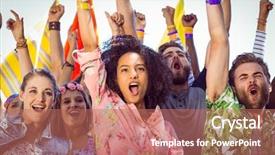  Presentation with festival music - Presentation enhanced with excited young people singing along background and a coral colored foreground