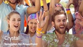  Presentation with music festival - Slide set enhanced with excited young people singing along background and a coral colored foreground