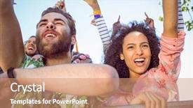  Presentation with music singing - PPT layouts featuring excited young people singing along background and a coral colored foreground