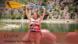  Presentation with going green - Presentation consisting of excited-young-woman-going-river background and a red colored foreground