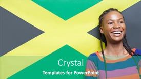  Presentation with hair - Presentation design having excited-young-woman-with-braided background and a ocean colored foreground