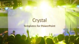  Presentation with stage lights - Beautiful slide deck featuring excited youth crowd cheering in front stage at music concert with lights directed to the camera creating bright lens flare backdrop and a cream colored foreground