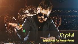  Presentation with playing cards - Audience pleasing PPT theme consisting of excitement in a casino gambling backdrop and a tawny brown colored foreground