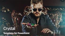  Presentation with playing cards - Cool new slides with excitement in a casino gambling backdrop and a tawny brown colored foreground