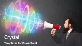  Presentation with energy resilience - Colorful slide deck enhanced with loudspeaker and colorful energy beam backdrop and a dark gray colored foreground