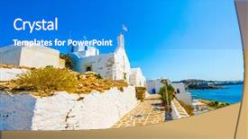  Presentation with greek column front - Slide deck with excititng view of greek church background and a cobalt blue colored foreground