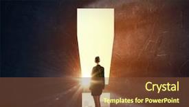  Presentation with climb 3 person - Slide set enhanced with exclamation mark - she is outstanding person background and a tawny brown colored foreground