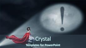  Presentation with mask - Audience pleasing slide set consisting of exclamation mark - young confident super businessman backdrop and a ocean colored foreground