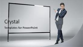  Presentation with young marines - Slide set consisting of exclamation mark - young handsome businessman background and a light gray colored foreground