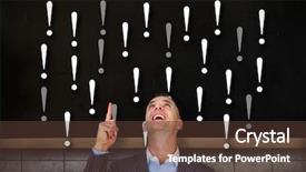  Presentation with swim against the current - Presentation theme enhanced with exclamation point - cheerful businessman pointing upward background and a tawny brown colored foreground