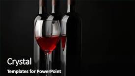  Presentation with out line of glass bottle - Slide deck with exclusion - red wine glass against bottles background and a black colored foreground