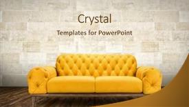  Presentation with rock wall - Presentation design consisting of exclusive - yellow luxurious sofa on rock background and a lemonade colored foreground