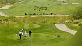  Presentation with golf - Presentation theme featuring exclusive golf resort and the players in action background and a yellow colored foreground