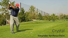  Presentation with golf - PPT layouts enhanced with exclusive golf resort and the players in action background and a gold colored foreground