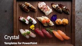  Presentation with caviar - Beautiful slide deck featuring exclusive gourmet sushi with gold backdrop and a tawny brown colored foreground