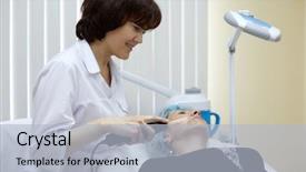  Presentation with beauty salon - Presentation having excretory - employee of beauty salon processes background and a  colored foreground