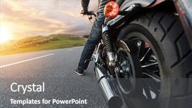  Presentation with alpine - Beautiful slides featuring excursion - detail of motorcycle rider driving backdrop and a dark gray colored foreground