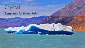  Presentation with glacier - Theme consisting of excursion by boat to the huge white-blue glacier unique lake viedma in argentine patagonia the lake is surrounded by mountains background and a light blue colored foreground