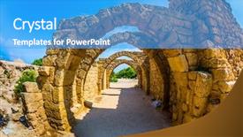  Presentation with ancient israel - Slide deck enhanced with excursion to the archaeological park background and a teal colored foreground