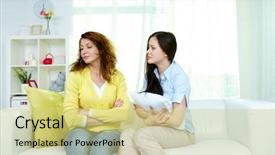  Presentation with explanation photo - PPT theme featuring excuses - photo of offended woman sitting background and a yellow colored foreground