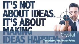  Presentation with ideas - Beautiful slide set featuring execution - business man pointing the text backdrop and a ocean colored foreground