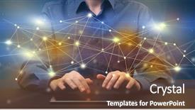  Presentation with graphics - Audience pleasing presentation theme consisting of execution - businessman in suit typing backdrop and a tawny brown colored foreground