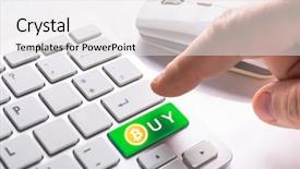  Presentation with bitcoin - Slide set with execution - buy bitcoin currency button background and a white colored foreground