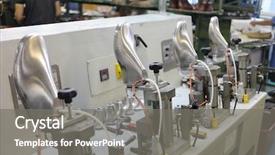  Presentation with factory machine - Amazing theme having execution - machine for shoes produce backdrop and a gray colored foreground