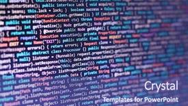  Presentation with computer software - Presentation design with execution - programmer developer screen monitor closeup background and a ocean colored foreground