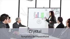  Presentation with people - PPT theme featuring executive board - business people sitting on presentation background and a light gray colored foreground
