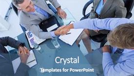  Presentation with board meeting - Slide deck with executive board - business team during meeting background and a teal colored foreground