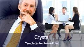  Presentation with staff - Presentation design with executive board - successful business man standing background and a  colored foreground