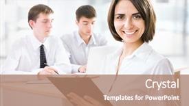  Presentation with staff - Cool new presentation design with executive board - successful business woman with her backdrop and a  colored foreground