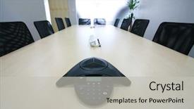  Presentation with board meeting - Slides consisting of executive board - view of modern meeting room background and a  colored foreground