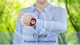  Presentation with smart - Presentation theme with executive branch - businesswoman wearing smart watch background and a light blue colored foreground
