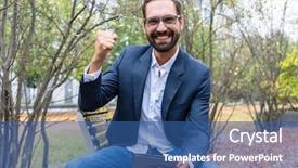  Presentation with successful - Theme enhanced with executive branch - smiling successful businessman holding digital background and a ocean colored foreground