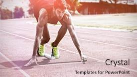  Presentation with race track - PPT theme having executive business abstract - athlete ready to start relay background and a lemonade colored foreground