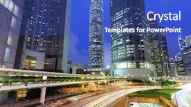  Presentation with abstract business - Colorful theme enhanced with executive business abstract - city at night backdrop and a ocean colored foreground