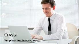  Presentation with abstract business - Colorful presentation design enhanced with executive business abstract - handsome young businessman working backdrop and a light gray colored foreground