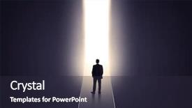  Presentation with tunnel - Slide deck enhanced with executive business abstract - young businessman stands in dark background and a wine colored foreground