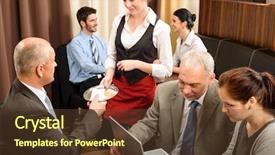  Presentation with pay - Presentation theme consisting of executive business man pay restaurant background and a tawny brown colored foreground