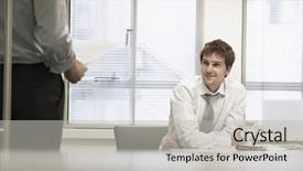  Presentation with smiling paramedic sitting in ambulance - Colorful slide deck enhanced with executive business proposal - smiling businessmen sitting in office backdrop and a light gray colored foreground