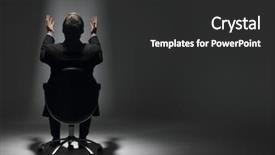  Presentation with spotlight - Slides consisting of executive chairs - businessman sitting in spotlight background and a  colored foreground