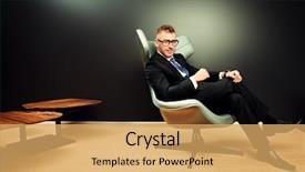  Presentation with modern elegant - Presentation theme consisting of executive chairs - imposing mature man in elegant background and a yellow colored foreground