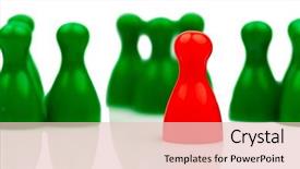  Presentation with team leader - PPT theme with executive coaching - red and green pawns manager background and a lemonade colored foreground