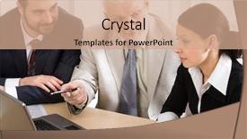  Presentation with coaching - Presentation theme featuring executive coaching - working businesspeople in an office background and a coral colored foreground